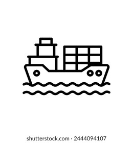 cargo ship icon vector in line style