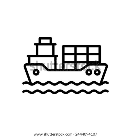 cargo ship icon vector in line style