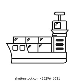 Vector del icono del barco de carga sobre fondo blanco