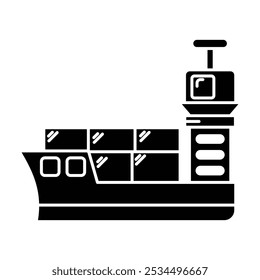 Cargo ship icon vector on white background