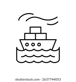Cargo Ship Icon vector stock illustration