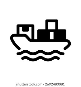 Ilustración de diseño de símbolo de Vector de icono de barco de carga