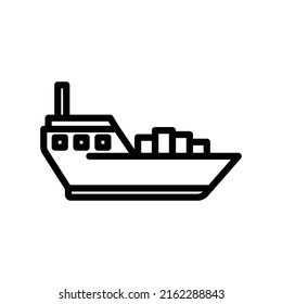 Cargo Ship icon vector. transportation, Marine vehicles. line icon style. Simple design illustration editable
