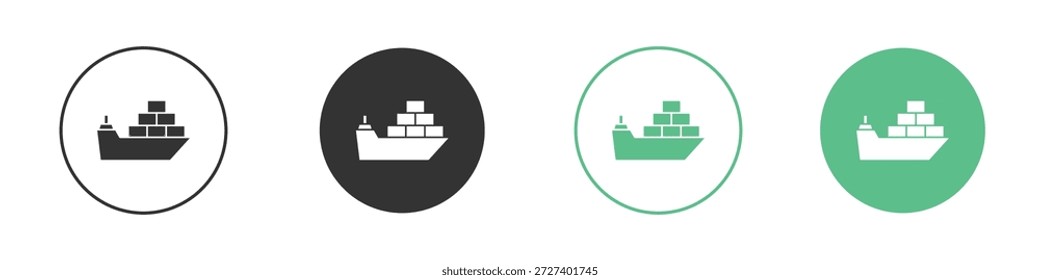 Conjunto de iconos de barco de carga. Ilustraciones vectoriales de glifos
