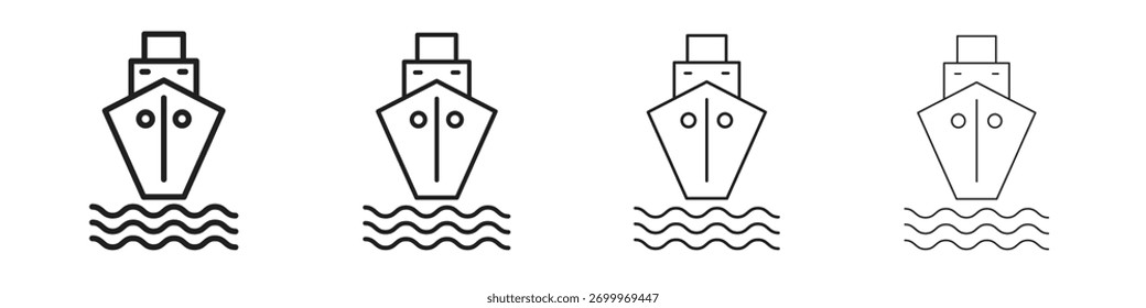 Cargo Ship icons. editable stroke icon collection.
