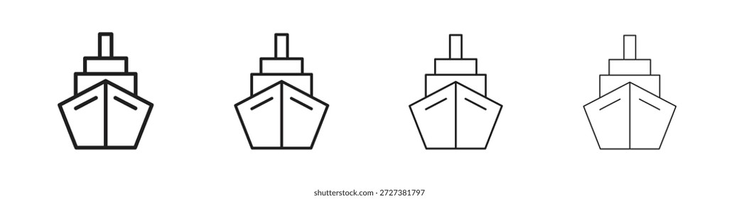Ícones de navio de carga Contorno símbolo do vetor