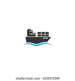 Cargo ship icon,vector on a white background