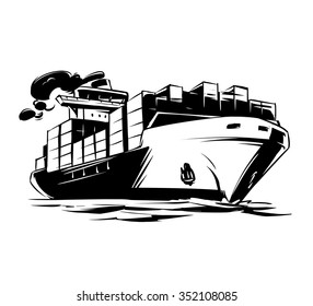 Cargo ship illustration