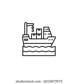 Cargo Ship illustration line icon icons design