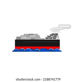 The cargo ship illustration on isolated  bacground.