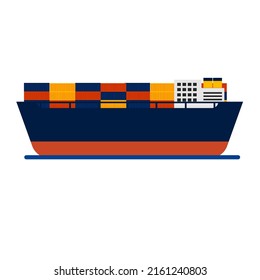 The cargo ship illustration on isolation background.