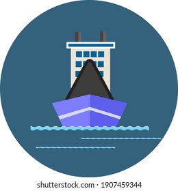 Cargo ship, illustration, vector on a white background.