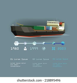 Cargo ship infographic vector illustration in flat design