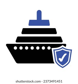 Cargo Ship Insurance Icon, Vector Graphics