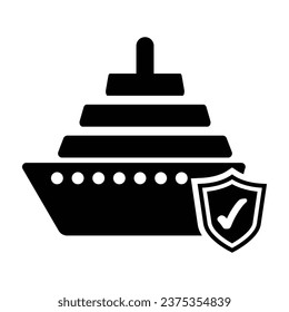 Cargo Ship Insurance Icon, Vector Graphics
