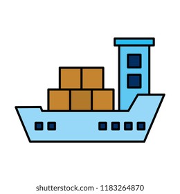 cargo ship isolated icon