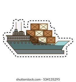 cargo ship isolated icon