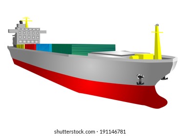 cargo ship isolated on a white background