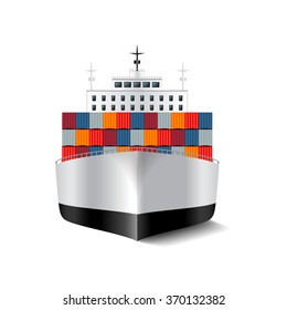 Cargo Ship Isolated On White Photo-realistic Vector Illustration