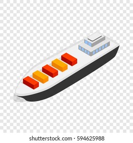 Cargo Ship Isometric Icon 3d On A Transparent Background Vector Illustration