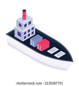 Cargo ship isometric icon is visually perfect 

