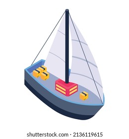 Cargo ship isometric icon is visually perfect 

