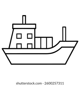 Cargo Ship Line Art Icon High-Quality Vector for Web And Graphic Design