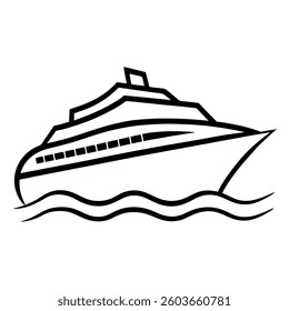 Cargo Ship Line Art Vector Perfect for Logos And Prints