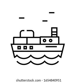 Icono de línea de envío de carga, signo de concepto, ilustración de vector de contorno, símbolo lineal.