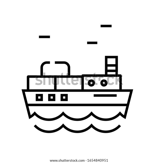 Cargo ship line icon, concept sign, outline\
vector illustration, linear\
symbol.