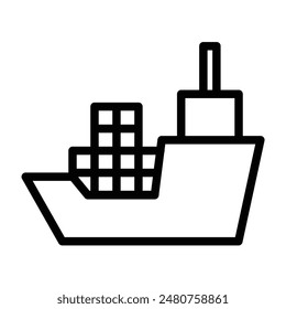 Cargo ship Line Icon Design