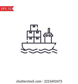 Cargo ship line icon isolated sign symbol Vector