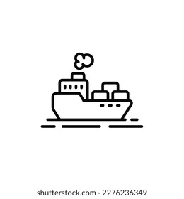 Cargo ship line icon isolated on white background