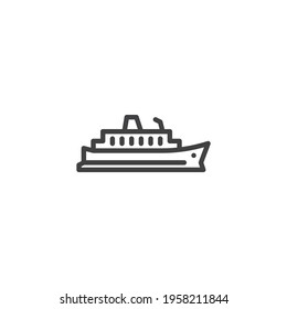 Cargo ship line icon. linear style sign for mobile concept and web design. Cruise ship outline vector icon. Symbol, logo illustration. Vector graphics