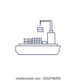 Cargo ship line icon. linear style sign for mobile concept and web design. Container cargo ship outline vector icon. Symbol, logo illustration. Vector graphics