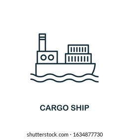 Cargo Ship line icon. Thin design style from logistics delivery icon collection. Simple cargo ship icon for infographics and templates.
