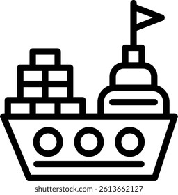 Cargo ship Line Vector Icon Design