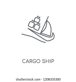 Cargo ship linear icon. Cargo ship concept stroke symbol design. Thin graphic elements vector illustration, outline pattern on a white background, eps 10.