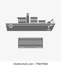 cargo ship with logistic container vector icon