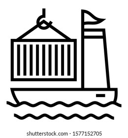 Cargo Ship Logistic with Secure Container Icon Vector Series