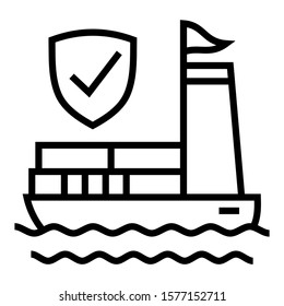 Cargo Ship Logistic with Secure Container Icon Vector Series