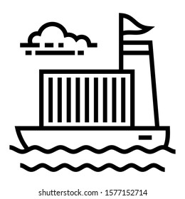 Cargo Ship Logistic with Secure Container Icon Vector Series