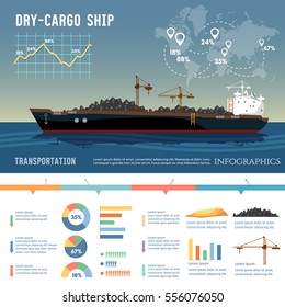 Cargo ship logistics and transportation concept tanker cargo ship transports coal sand 
