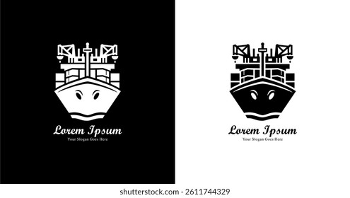 Cargo ship logo design with front view