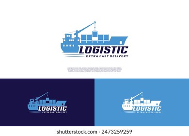 Cargo ship logo design for logistic transport