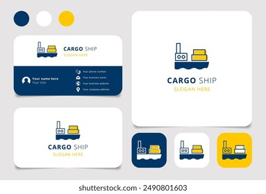 Cargo ship logo design for logistics, transportation, and maritime business branding
