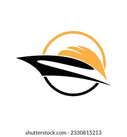 Cargo Ship Logo Design, Ocean Transportation Vector, And Cruise Ship, Cargo, Logistics, Sailing School, Speedboat