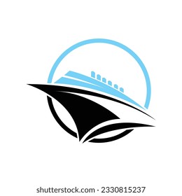 Cargo Ship Logo Design, Ocean Transportation Vector, And Cruise Ship, Cargo, Logistics, Sailing School, Speedboat