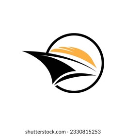Cargo Ship Logo Design, Ocean Transportation Vector, And Cruise Ship, Cargo, Logistics, Sailing School, Speedboat