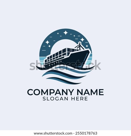 Cargo Ship Logo Design Template